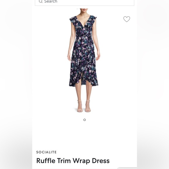 SOCIALITE - Ruffle Trim Wrap Dress - Navy Purple Floral - Summer Dress - Picture 5 of 11